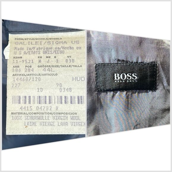 Hugo Boss 44L 38x29 Steel Gray Nailhead 2 Piece Quality Suit Set Virgin Wool - Picture 15 of 16